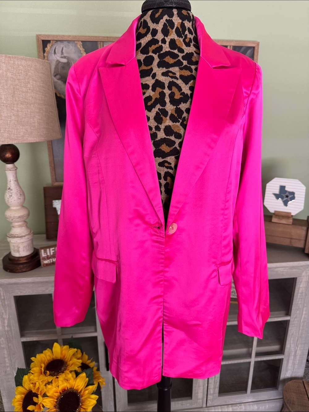 Hot Pink Women's Blazer Jacket by First Love Sz 1X - Picture 2 of 8